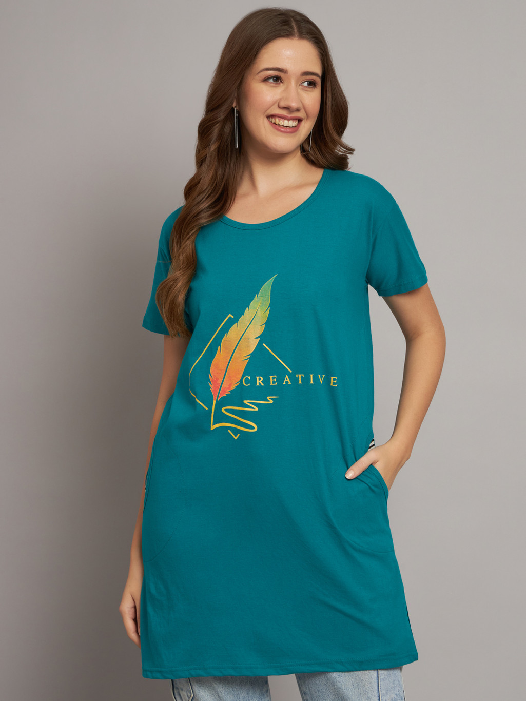 Round Neck Cotton T-Shirt - Image 2