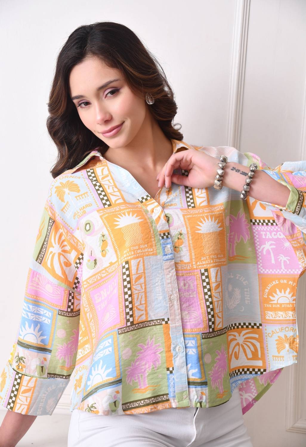 Women Printed Spread Collar